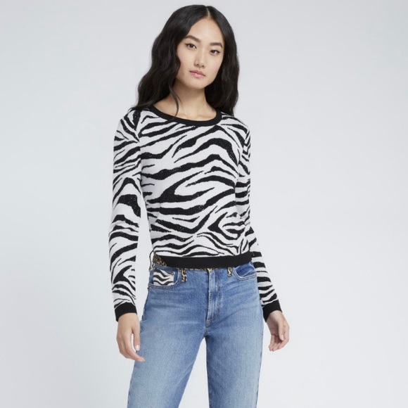 Alice Olivia Embellished Zebra Pullover 